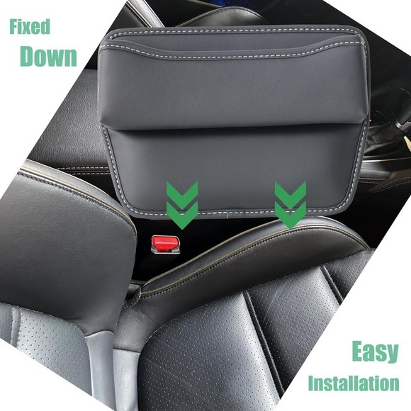 Black Leather Car Seat Gap Fill Organizer, Couch Organize Remote Control Holder - Picture 5 of 7